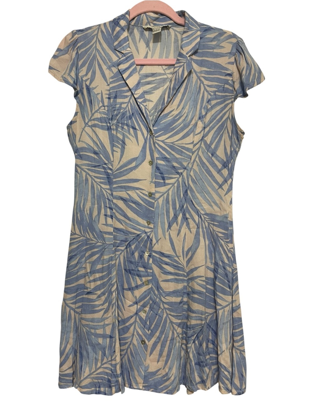 Light Blue and blush Palm Leaf Dress Size Small - Picture 2 of 5